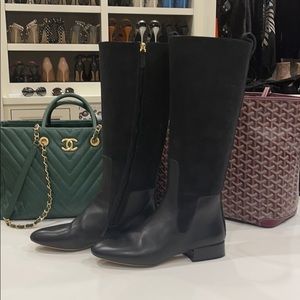 Chloe leather knee high riding boots - black